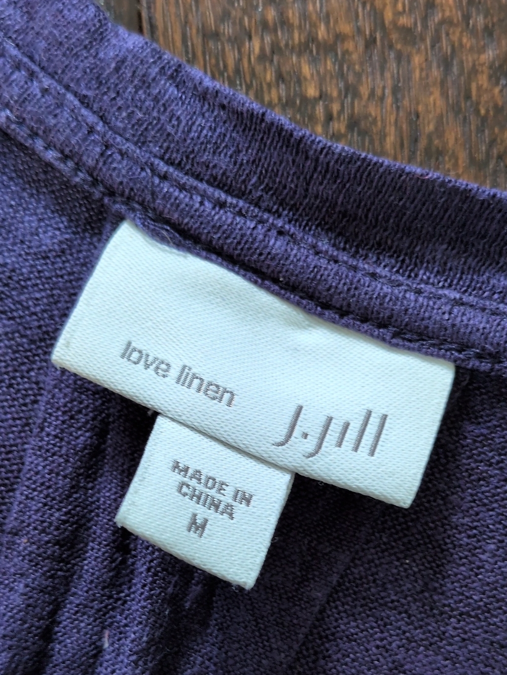J. JILL I Lightweight Short Sleeve Linen Henley Top in Deep Purple Blue, M - Picture 7 of 10